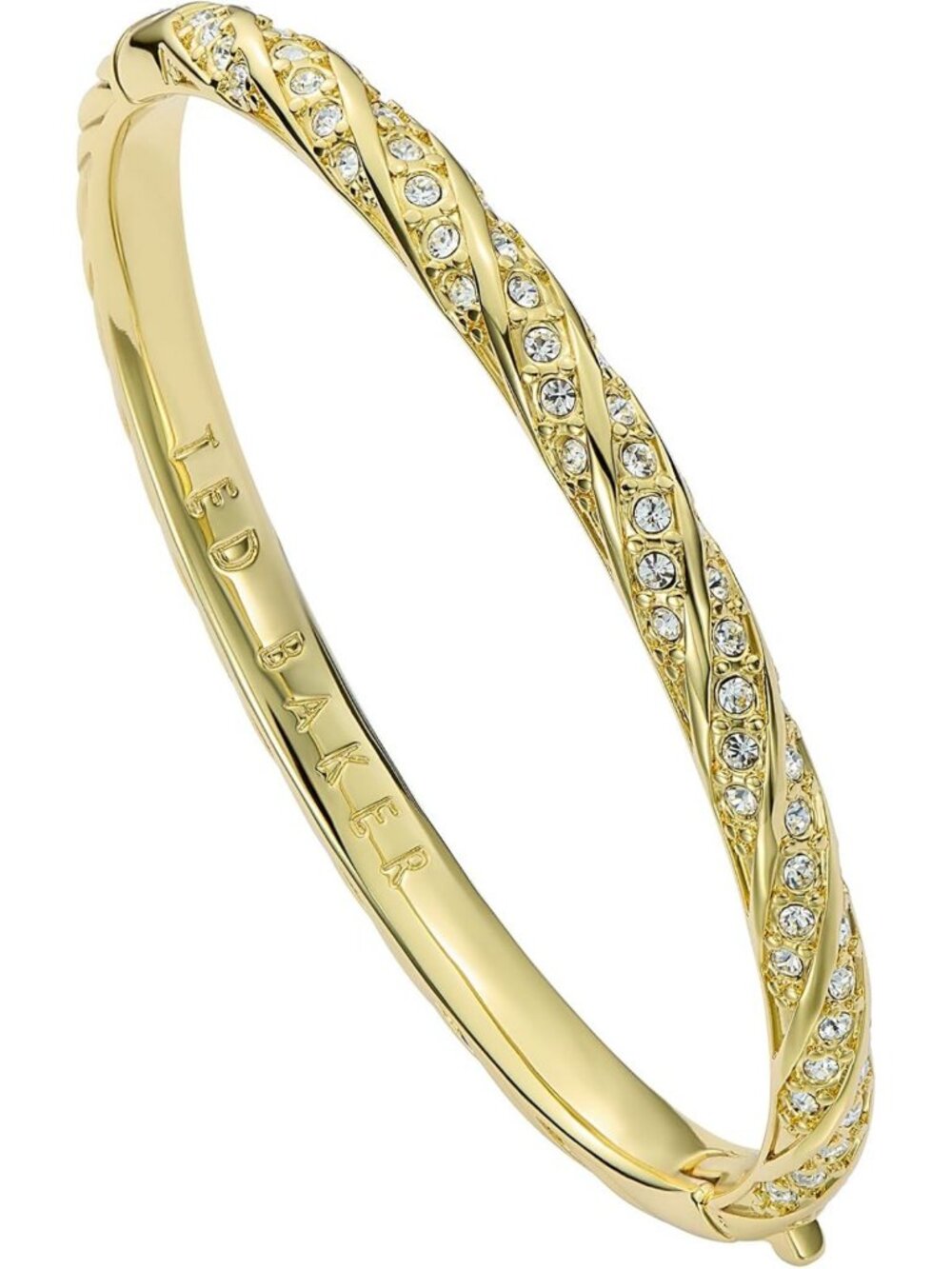 Elegant Crystal Twist Hinged Bangle Bracelet - Stunning Jewelry Accessory